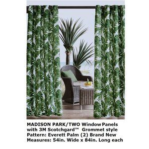 Tropical Palm Leaves (2) Grommet Panels 54"x84" Sun filtering, NEW in package